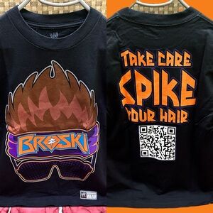 WWE Men’s Black Graphic BROSKI Tee with Bold Print Size S